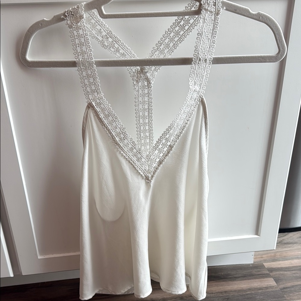 Nordstrom White Lace Trim Tank Top
